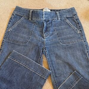 White House Black Market Blanc Blue Crop Wide Leg Jeans